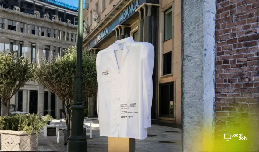 Abanca Honors Doctors With Giant Bus Shelter Installation