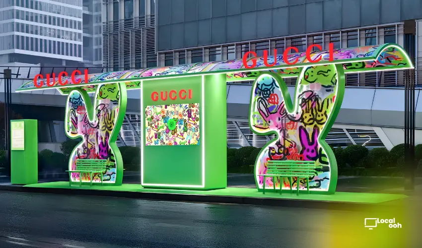 Gucci Turns A Bus Stop Into Brand Art