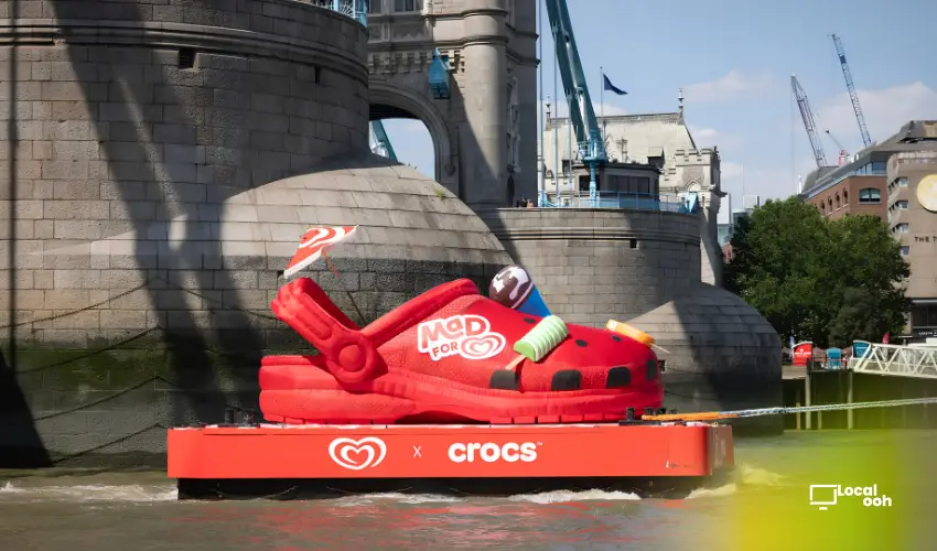 Wall's And Crocs Float Giant Shoe Down The Thames | Bm Outdoor