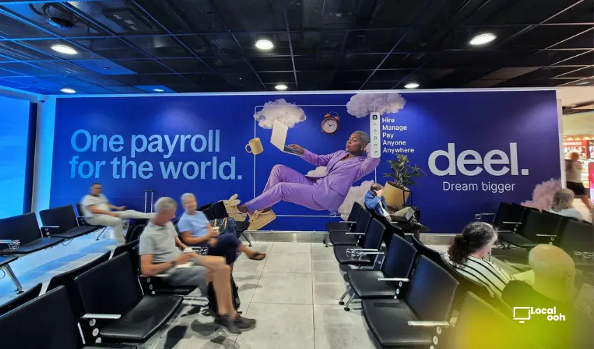 Deel Returns to OOH With a Fresh Departure Lounge Wall Wrap
