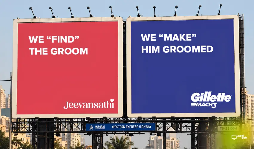 Jeevansathi and Gillette Turn Two Consecutive Billboards Into One Wedding Story in Mumbai