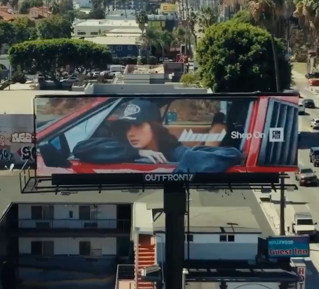 Large-format billboard promoting the LISA, LLOUD and Von Dutch Los Angeles capsule with ShopOn and Complex branding.