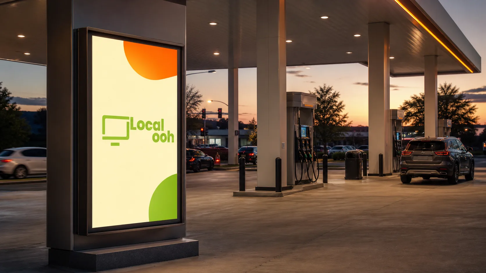 Illustrative gas station advertising context in Orlando; not an available media location.
