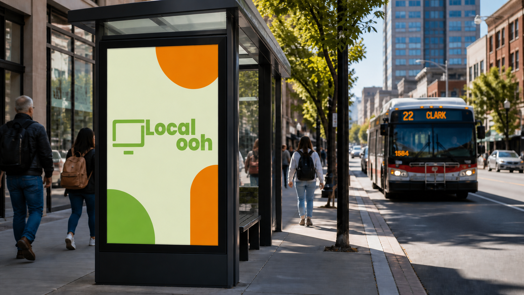 Illustrative Local OOH digital street-furniture display